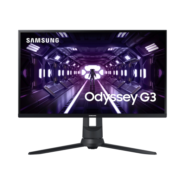 Monitor Gamer Samsung Odyssey 24", FHD, 144 Hz, 1ms, com ajuste de altura, HDMI, DP, VGA, Freesync, Preto, Série G3